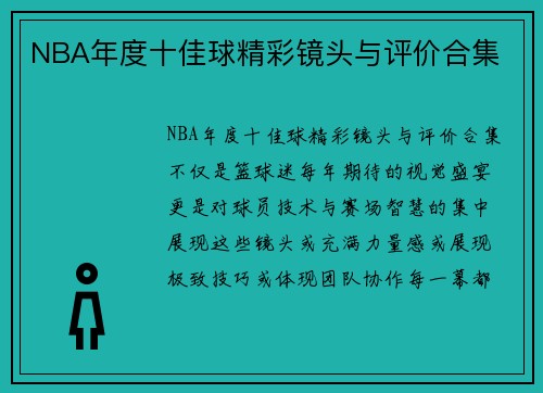 NBA年度十佳球精彩镜头与评价合集